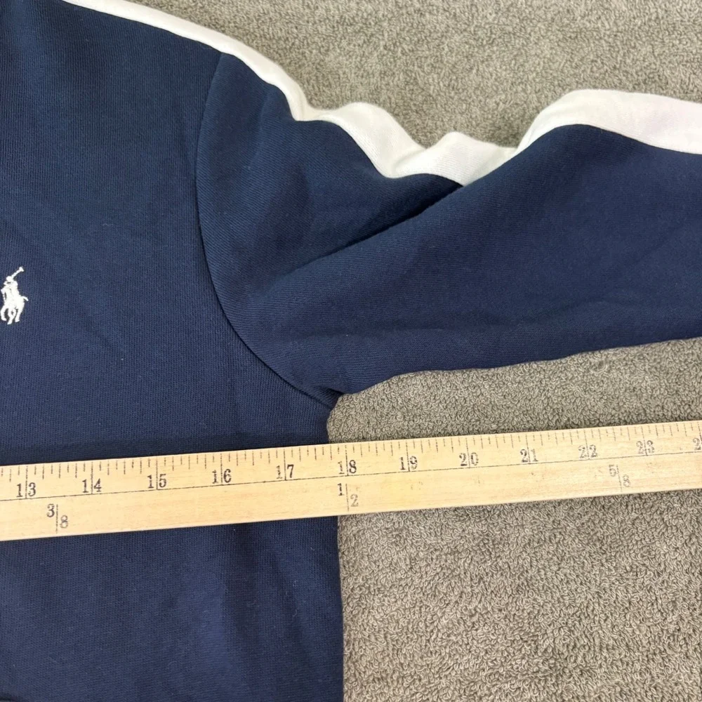 Polo Ralph Lauren Hoodie Sweater Boys M 10-12 Navy Logo Fleece Zip Preppy Active